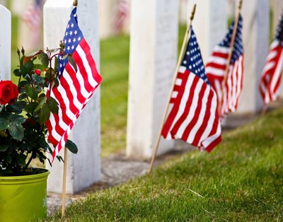 US Flags in Cemetary